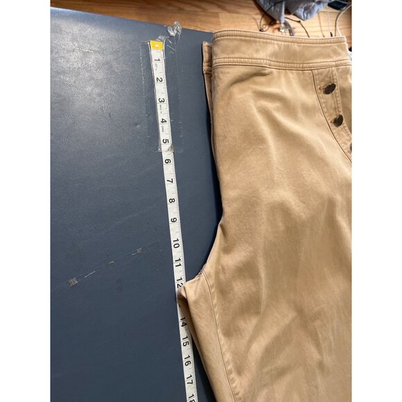Talbots Khaki Wide-Leg Pants Side Button Details Size 16 - Picture 4 of 11